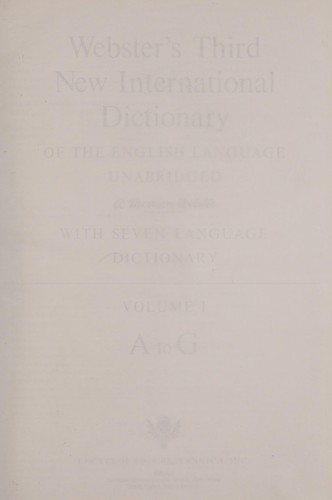 Webster's Third New International Dictionary of the English Language Unabridged