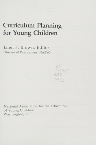 Curriculum Planning for Young Children