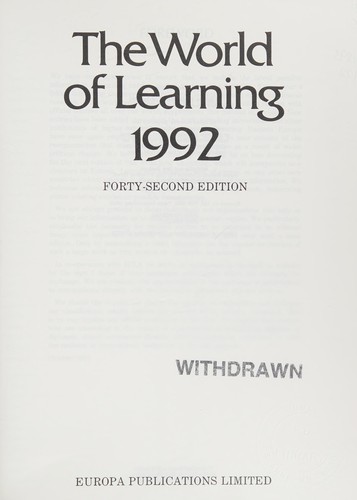 The World of Learning 1992