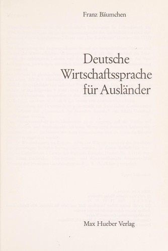 Deutsche Wirtschaftssprache fur Auslander